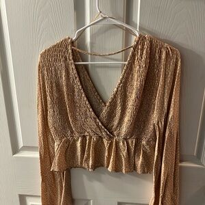 URBAN Romantics Beige Smocked Blouse